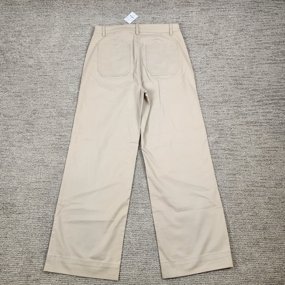 J. Crew Sailor Heritage High Waist Wide Leg Chino Pant Khaki Tan Smooth Cotton - Picture 8 of 10